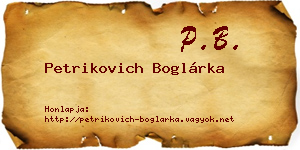 Petrikovich Boglárka névjegykártya