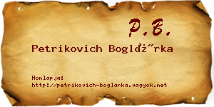 Petrikovich Boglárka névjegykártya